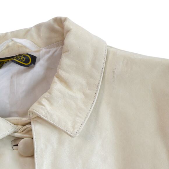 Vintage 80s Off-White Soft Leather Bomber Jacket - Size Large - Picture 8 of 8